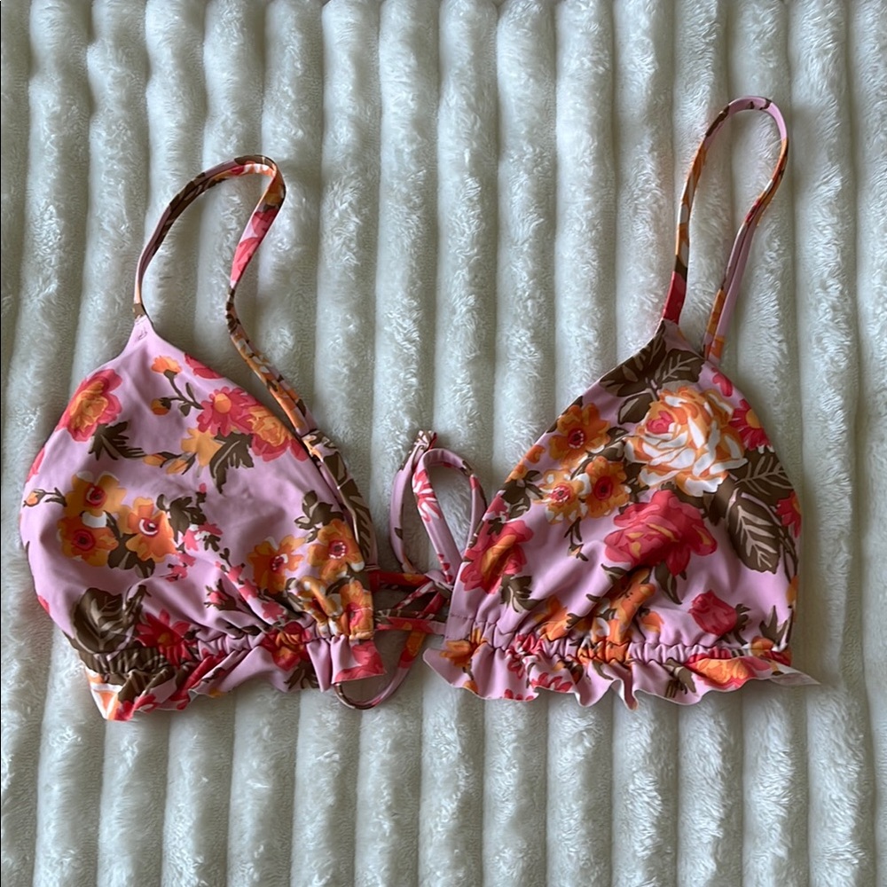 Aerie Pink and Orange triangle Bikini Swimwear